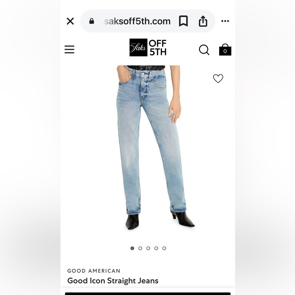 Good American 🇺🇸 Good Icon Straight Jeans in Distressed Morning Glory Blue sz 26